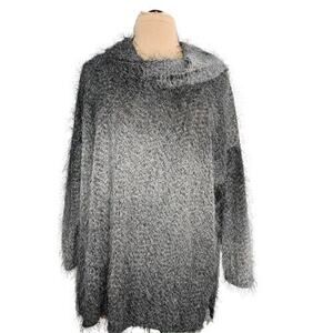 Spirithouse Sweater Womens Small Medium Eyelash Tunic Cowlneck Gray Soft Cozy
